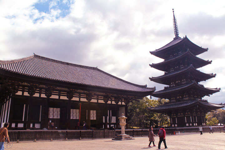Tokondo and Five Storey Pagoda of Kofukuji Temple Nara Park Japan